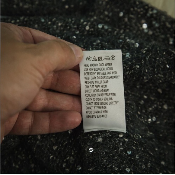 Jigsaw Sequin Crew Neck Long Sleeve Alpaca Wool Blend Knit Sweater - Picture 5 of 7